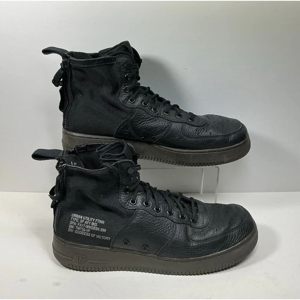 Nike SF Air Force 1 Mid Black Gum Sneakers Mens Sz 11 Basketball Shoes Leather
